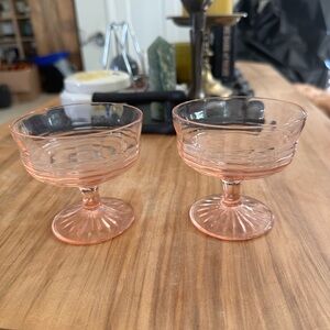 Elegant vintage  Pink depression Glass Dessert Cups set of 2